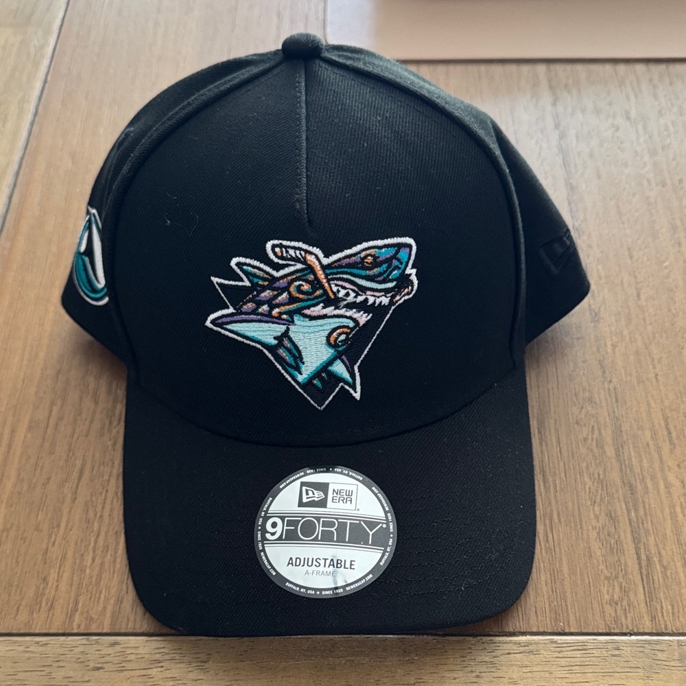 New Era Black Cap with Vibrant Shark Design